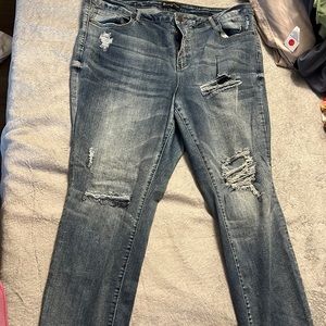 Plus size distressed jeans